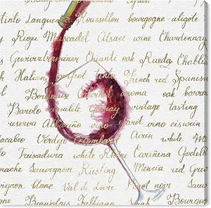 Wynwood Studio Drinks and Spirits Wall Art Canvas Prints List' Wine Home Dcor, 12" x 12", Gold, Red