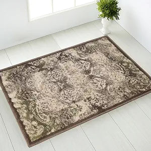 Superior 8mm Pile Height with Jute Backing, Elegant Multi-colored Damask Pattern, Anti-Static, Water-Repellent Rugs, 2' x 3' Rug, Brown