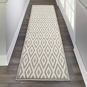 Nourison Home Grafix White Grey 2'3" x 7'6" Area Rug - Easy Clean, Non Shedding, Bed Room, Living Room, Dining Room, Kitchen (8' Runner)