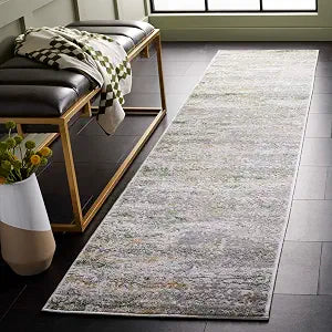 SAFAVIEH Palma Collection Runner Rug - 2'2" x 9', Beige & Green, Geometric Design, Ideal for High Traffic Areas in Entryway, Kitchen & Bathroom (PAM326A-29)