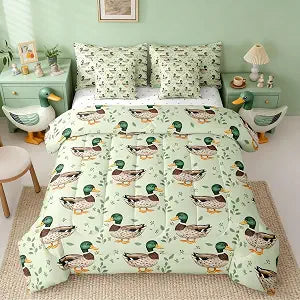 Erosebridal Cute Mallard Duck Twin Size 7 Piece Bedding Set for Kids