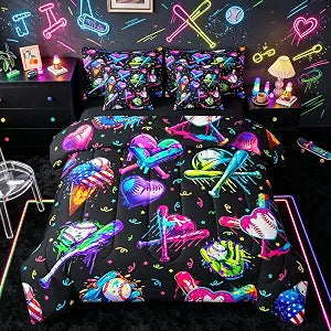 Baseball Gaming Comforter Set Full Size Kids Boys Girls Bed in a Bag