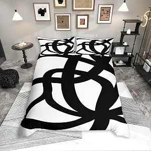 jejeloiu Black and White Stripe Line Duvet Cover King Size