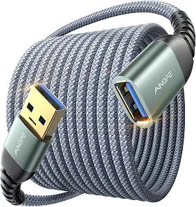 AINOPE USB Extension Cable 10FT USB 3.0 Extender Male to Female Cord Grey