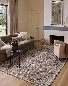 Loloi Amber Lewis Josie Collection JOS-02 Earth/Natural 2'-6" x 7'-6", .13" Pile Height, Low Profile, Machine Washable, Runner Rug