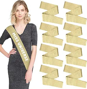 Dreamtop 8Pcs Sash Satin Sash Glitter Gold Blank Sash Blank Sashes for Pageants Senior Sash 2026 Sash for Beauty Pageant
