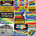 16PCS Gay Pride Car Bumper Magnets: Funny Rainbow Decals Bulk for LGBT Parade, Truck, Fridge, Cruise - Prank Magnetic Stickers, Gift Idea (Classic Style)
