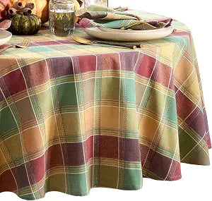 Threadmade Autumn Acres Plaid Tablecloth, Multicolor - 60" W x 84" L Oval