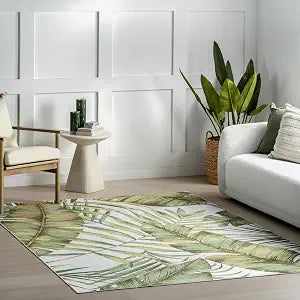 nuLOOM Cyra Sage Green Graphic Washable Area Rug, 4' x 6'