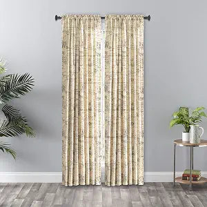 Ellis Curtain Script Crushed Taffeta 48" x 63" Tailored Panel, Black