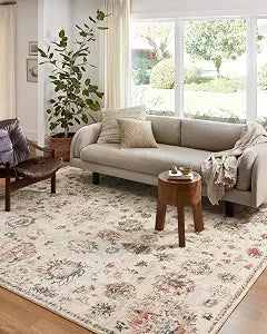 Loloi Saban Ivory/Multi 3'-9" x 3'-9" Round Accent Rug