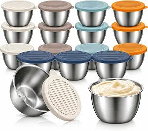 Salad Dressing Container to Go, 15-Pack 2 oz Stainless Steel Cups with Lids