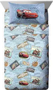 Disney Pixar Cars Twin Sheet Set 3 Piece Kids Cartoon for Boys, Multi