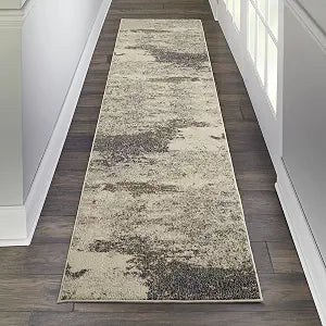 Nourison Home Celestial Modern Abstract Ivory/Grey 2'2" x 7'6" Area -Rug, Easy -Cleaning, Non Shedding, Bed Room, Living Room, Dining Room, Kitchen (2x7)