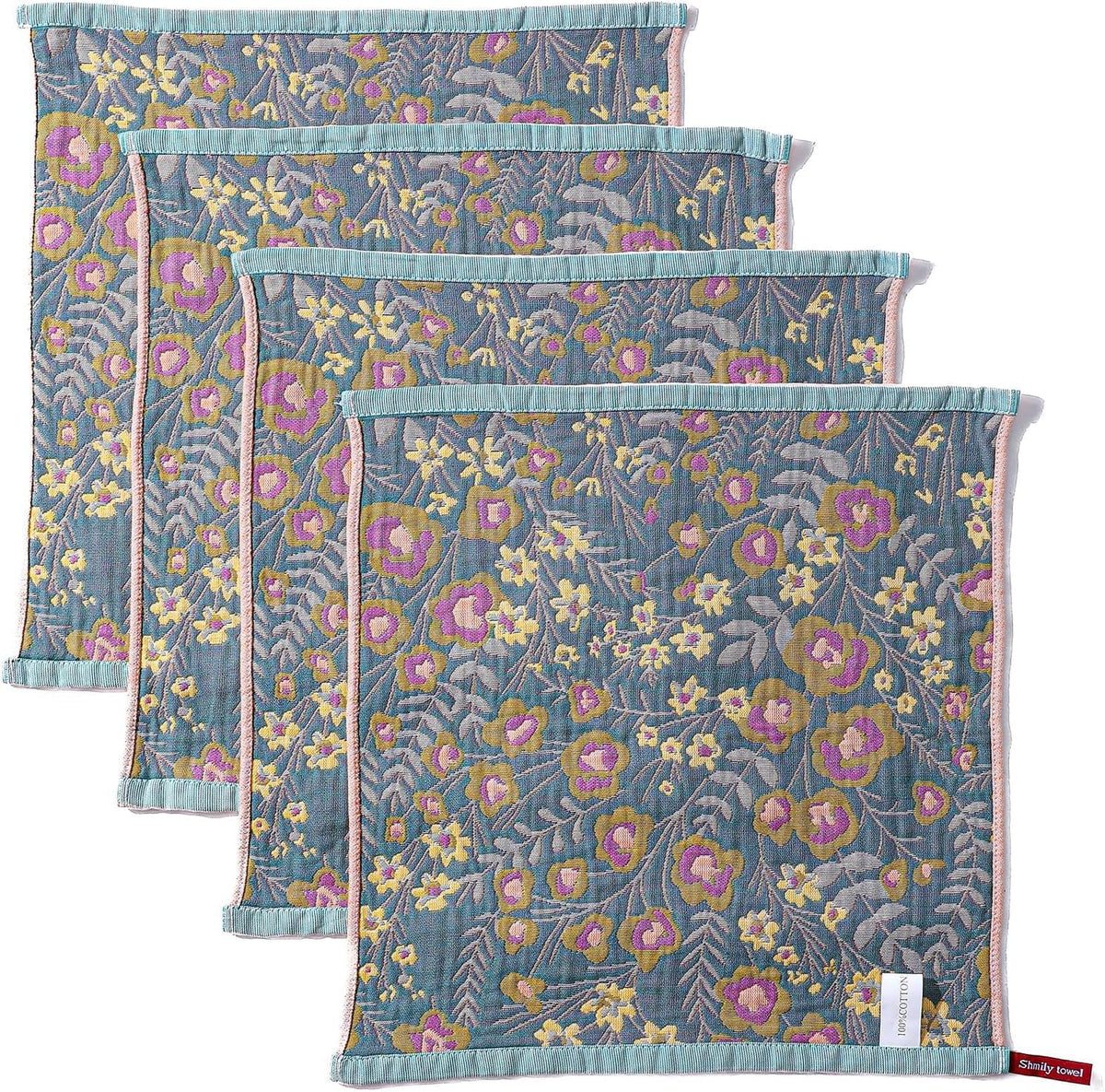 Set of 4 Decorative Cotton Floral Kitchen Towels 16" x 15"