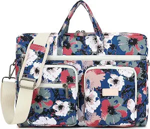 Muti-Pockets Laptop Sleeve Case Bag,Rebound Bubble Cushioned Laptop Shoulder Bag Fits Laptop 15.6 inch-16 inch (Camellia)