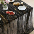 Horaldaily Black Gold Star Gauze Tablecloth 60x84 Inch Rectangular