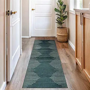 Rugshop Bohemian Stripe Stain Resistant High Traffic Area Rug Teal 2' x 7'