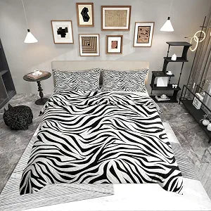 Zebras Skin Duvet Cover Queen Size,Black White Stripes Comforter Cover with 2 Pillowcase for Teens Adults,Kids Zoo Animal Fur Bedding Set,Zebra Breathable 3 Pcs Decorative Bed Cover(No Comforter)