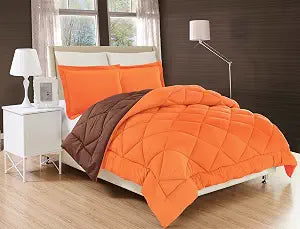 Elegant Comfort 3PC Reversible Soft Comforter Set, Full/Queen, Orange/Brown