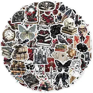 Dark Romance Stickers 100 Pcs, Gothic Vinyl Holographic Decals for Laptop