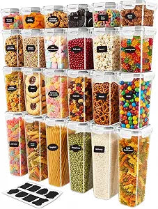 KICHLY Plastic Airtight Food Storage Containers Sets with Lids, 24 Pack
