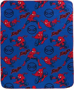 Jay Franco Kids Plush Throw Blanket ��� Soft & Cozy Fleece Throw for Bedroom & Couch D��cor, Official Licensed Product, Blue - Spiderman, 40x50 - Travel Blanket