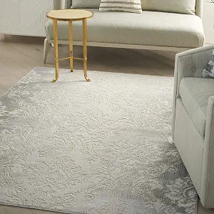 Nourison Home Elation Ivory Grey 4' x 6' Area Rug - Easy Clean, Non Shedding, Bed Room, Living Room, Dining Room, Kitchen (4' x 6')