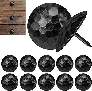 12pcs Iron Clavos 1.5 Inches, Round Decorative Black Metal Upholstery Tacks with Hammered Antique Rustic Finish for Wood Doors, Barn, Furniture, Gates & Shutters