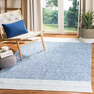 SAFAVIEH Nantucket Collection Accent Rug - 3' x 5', Ivory & Blue, Handmade Boho Cotton, Ideal for High Traffic Areas in Entryway, Living Room, Bedroom (NAN148M)