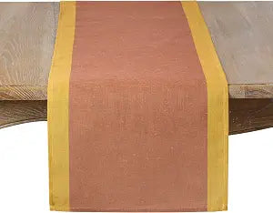 SARO LIFESTYLE Bordered Linen Blend Table Runner - Decorative Table Runner for Dining Tables, Everyday Entertaining, Kitchen Dcor, and Layered Tablescapes, 16"x72", Rust