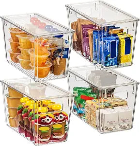 ClearSpace Plastic Storage Bins with Lids for Pantry & Fridge, 4 Pack