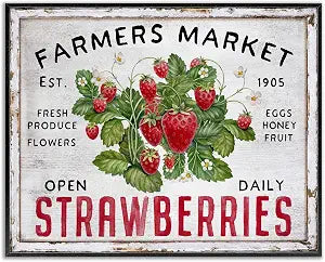 Farmers Market Strawberries Kitchen, 16 x 20 Inch Framed Gicle Print