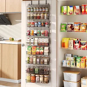 JKsmart 9-Tier Spice Rack Organizer with Door Hook, Wall Mount, and Extra Large Capacity for Pantry Door  Stylish Black Design for Effortless Organization, Ultimate Kitchen Storage Solution
