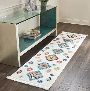 Nourison Home Tribal Decor White 2'2" x 7'9" Area Rug - Easy Clean, Non Shedding, Bed Room, Living Room, Dining Room, Kitchen (8' Runner)