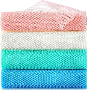 4 Pieces African Exfoliating Net, Long African Net Sponge, Nylon African Net Cloth, Exfoliating Washcloth, Body Scrubbers for Use in Shower, Back Scrubber Skin Smoothers for Bath (Multicolor 4)