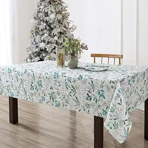 Elrene Home Fashions Seasons Greetings Blue Holiday/Christmas Fabric Rectangle Dining Tablecloth, 60"x120"
