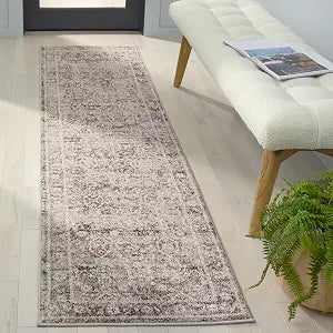 SAFAVIEH Vintage Tabriz Collection Runner - 2' x 8', Grey & Charcoal, Non-Shedding & Easy Care, Ideal for High Traffic Areas in the Living Room, Dining, Bedroom (VTA202G)