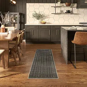 Nourison Home Nordic Black Taupe 2' x 6' Area Rug - Easy Clean, Non Shedding, Bed Room, Living Room, Dining Room, Kitchen (6' Runner)