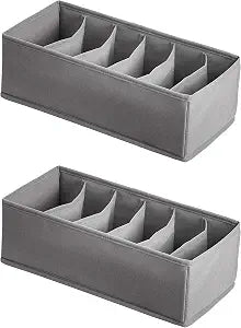 Amazon Basics Deep Drawer Organizer for Clothes, Collapsible Storage Boxes for Socks, Underwear and Baby Items, Set of 4, Gray