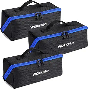 WORKPRO 10" Tool Bags, 3 Pack Zipper Tool Pouch with Wide Mouth Design