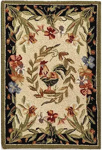 SAFAVIEH Chelsea Accent Rug 1'8"x2'6", Wool Handmade Creme & Black HK92A