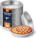 The Name 9" Round 50 Pack Aluminum Foil Pans Disposable Pie Tins, Mini Pans, Tart Baking Trays, Oven/Freezer Safe, Perfect for Apple Pie, Pumpkin Pie, Quiche, Pot Pie, Cobbler, Catering & Food Service