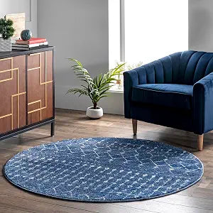 nuLOOM Oval 4x6 Moroccan Blythe Area Rug, Dark Blue, Faded Bohemian Design, Stain Resistant, For Bedroom, Dining Room, Living Room, Hallway, Office, Kitchen, Entryway