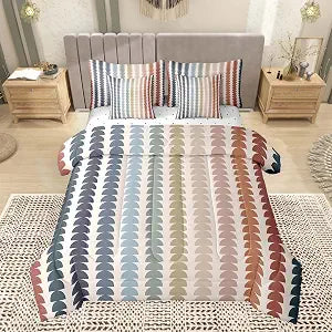 jejeloiu Rainbow Boho Comforter Set with Sheets 7 Piece Full Size
