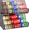 2-Tier Stackable Can Organizer for Pantry Shelves, 2 Pack Soda Can Organizer with 4 Adjustable Dividers, Kitchen Can Storage Organizer, Wire Drink Organizer, Metal Can Dispenser for Cabinets Shelf