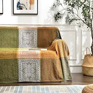 Boho Sofa Cover, Bohemian Throw Blanket Tassels Hippie Decor Covers Couch Chair loveseat Furniture Bed Bohemian Tribal Fringe slipcover