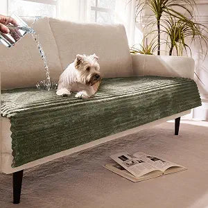 Dual Non-Slip Couch Cover for Dogs Waterproof, Fuzzy Soft Pet Couch Covers for Sofa 3 Cushion, Pet Friendly Soft Dog Bed Covers Sofa Cover Washable (Sage Green, 33" x 75" 1 Pack)