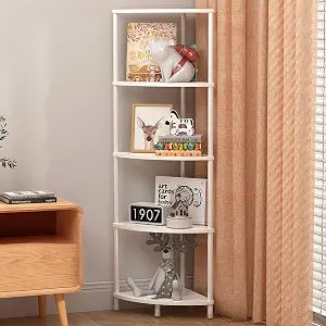 5 Tier Corner Shelf Stand, 44.1", Marble White