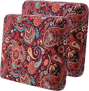 YISUN Sofa Couch Cushion Covers, Stretch Printed Couch Seat Slipcover, Soft Couch Cover for Dogs, Washable Non-Slip Furniture Protector for Sectional Armchair Loveseat (Red Flower, 2 piece)